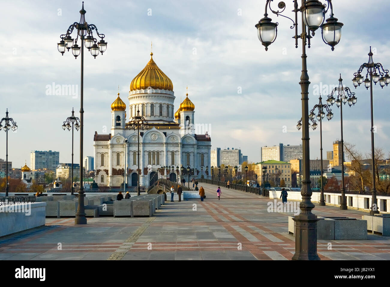 Kathedrale von Christus dem Erlöser und schöne Laternen, Moskau, Russland Stockfoto