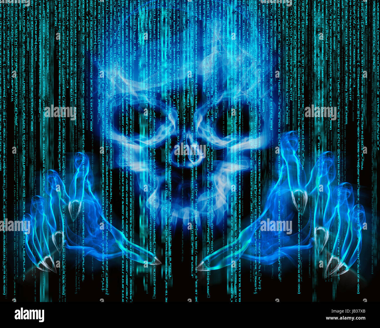 Hacker Angriff Konzept Blau Abbildung Stockfotografie - Alamy