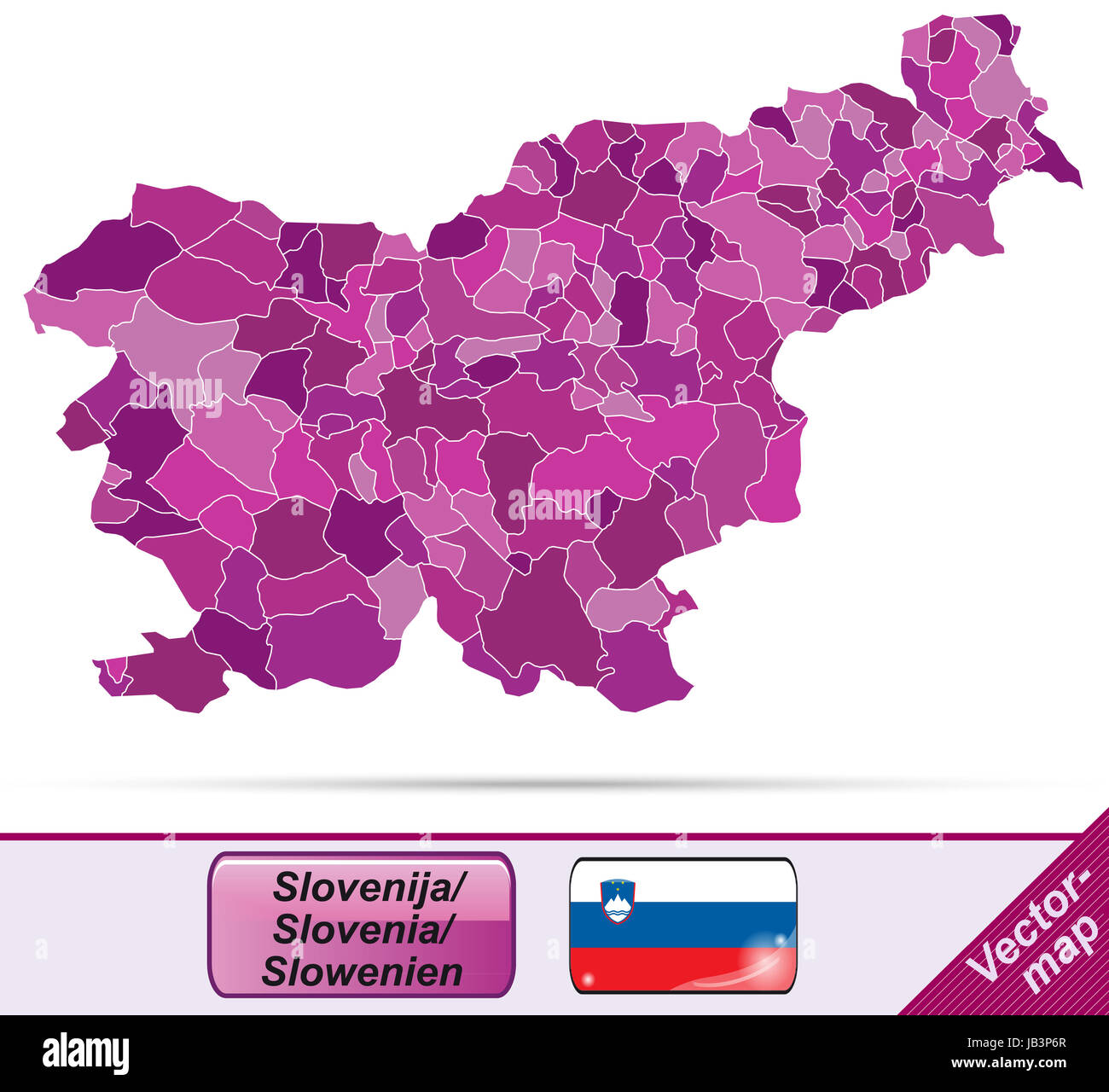 Slowenien in Europa als Grenzkarte Mit Grenzen in Violett. Durch Die