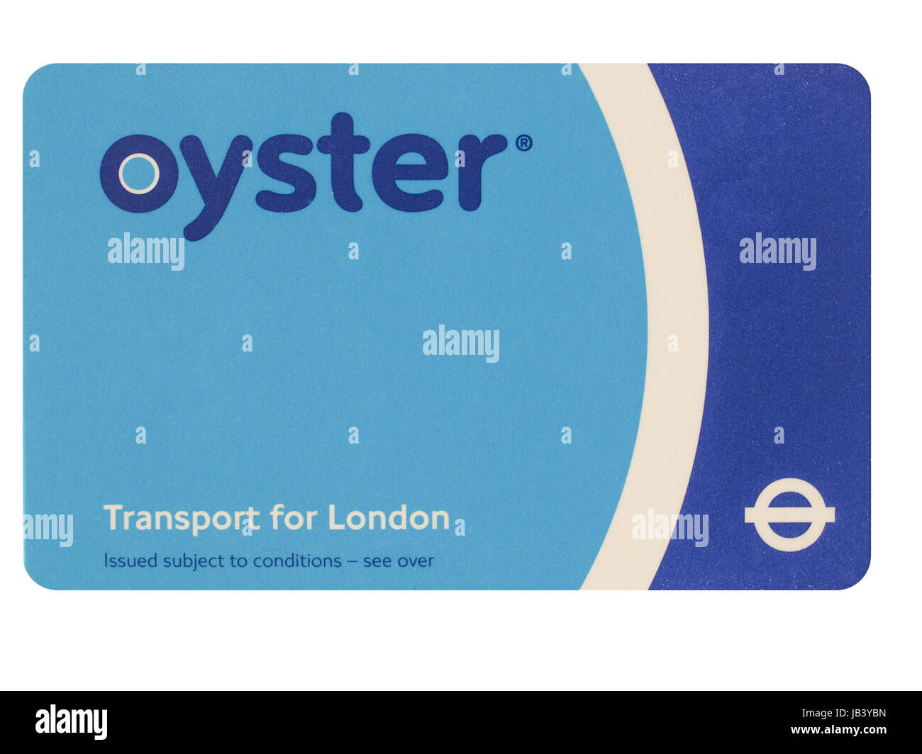 Die Oyster Card nutzt near Field Communication-Technologie für öffentliche Verkehrsmittel ticketing in und um London isoliert auf weißem Hintergrund Stockfoto