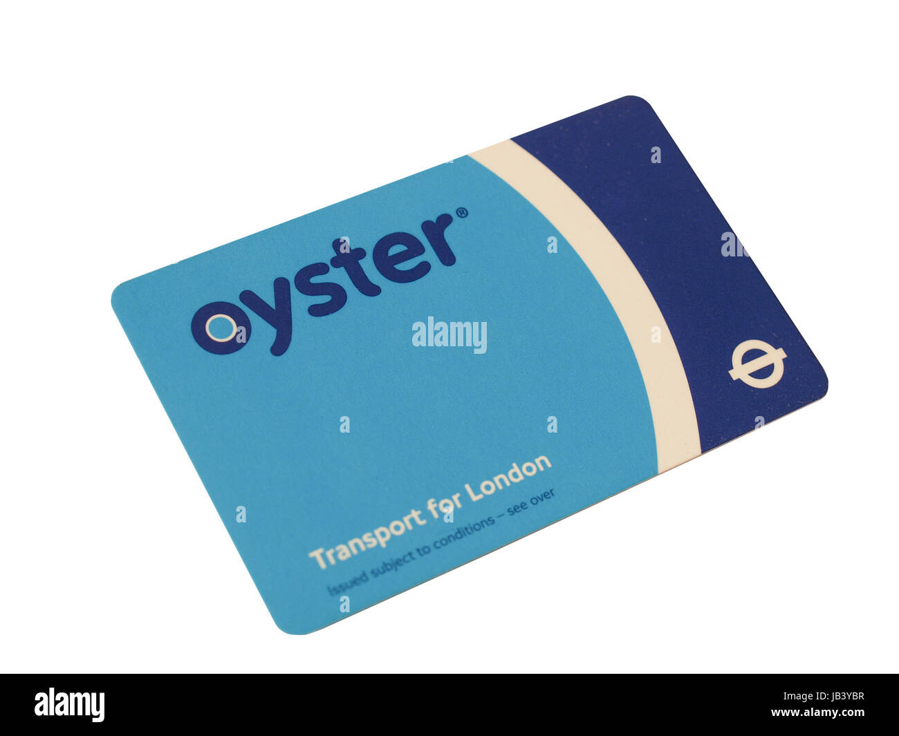 Die Oyster Card nutzt near Field Communication-Technologie für öffentliche Verkehrsmittel ticketing in und um London isoliert auf weißem Hintergrund Stockfoto