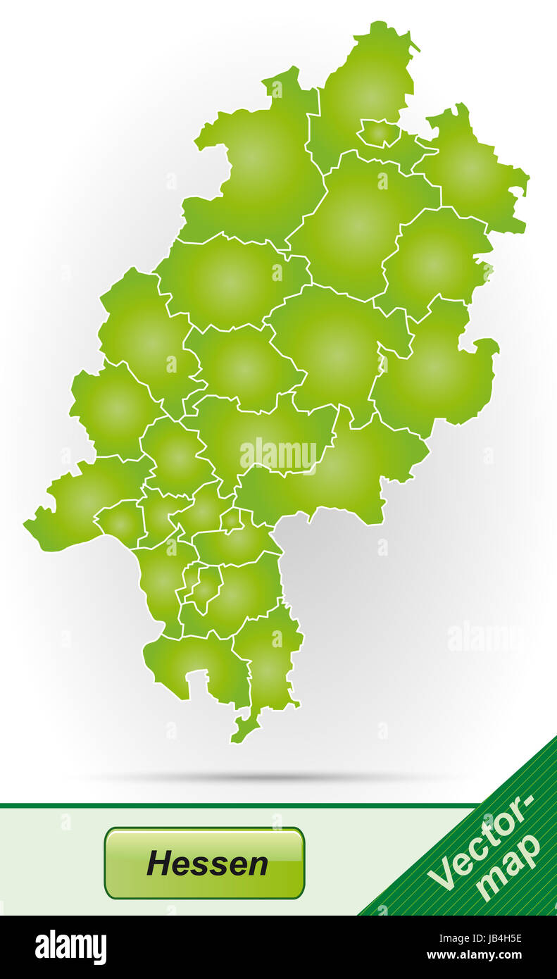 Hessen in Deutschland als Grenzkarte Mit Grenzen in Grün. Durch Die