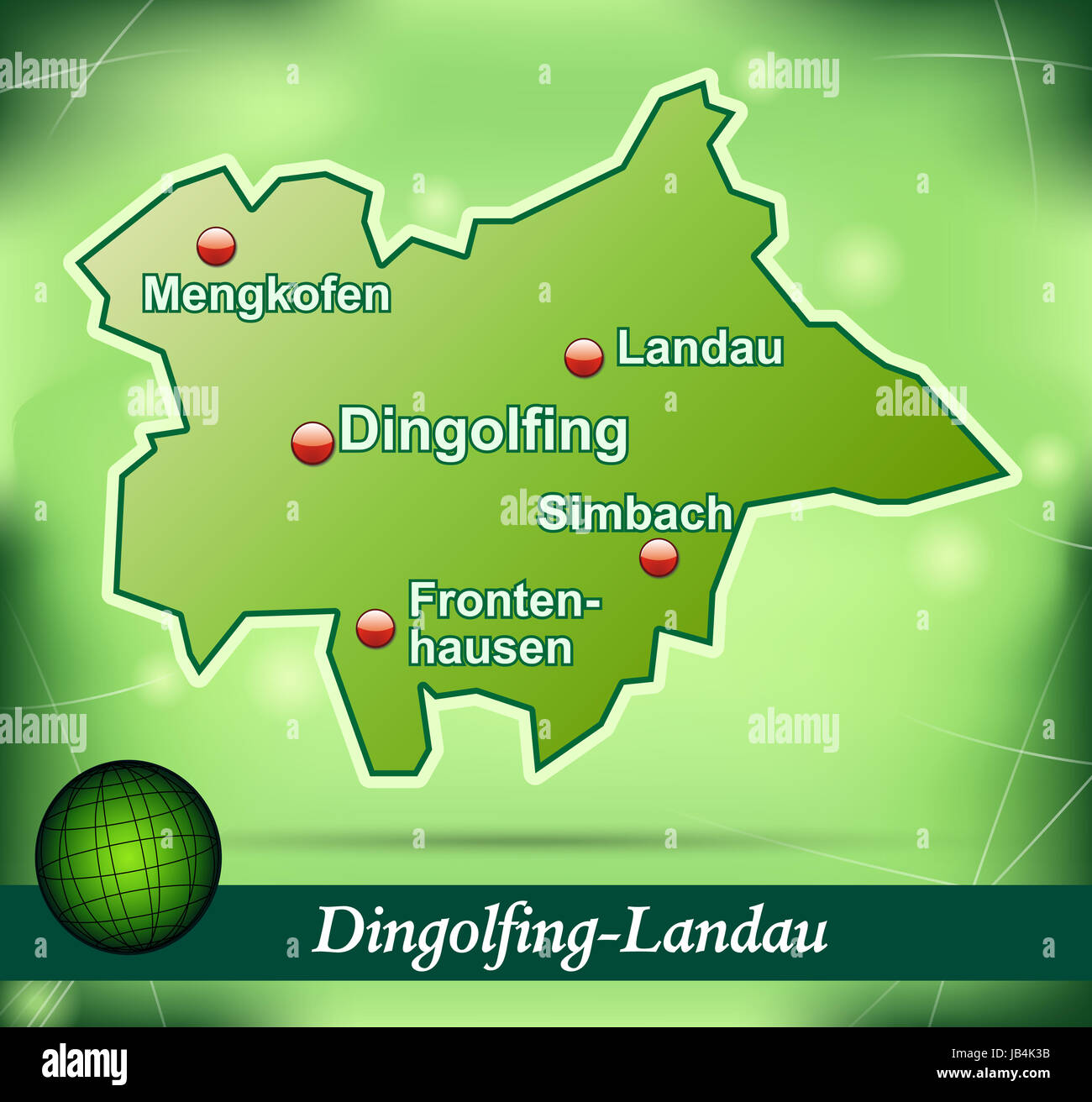 Dingolfing-Landau in Bayern als Inselkarte Mit Abstraktem Hintergrund