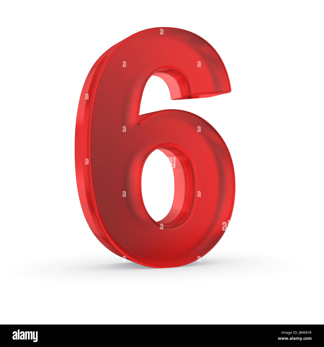 Nummer sechs-rot isoliert mit Beschneidungspfad Stockfoto