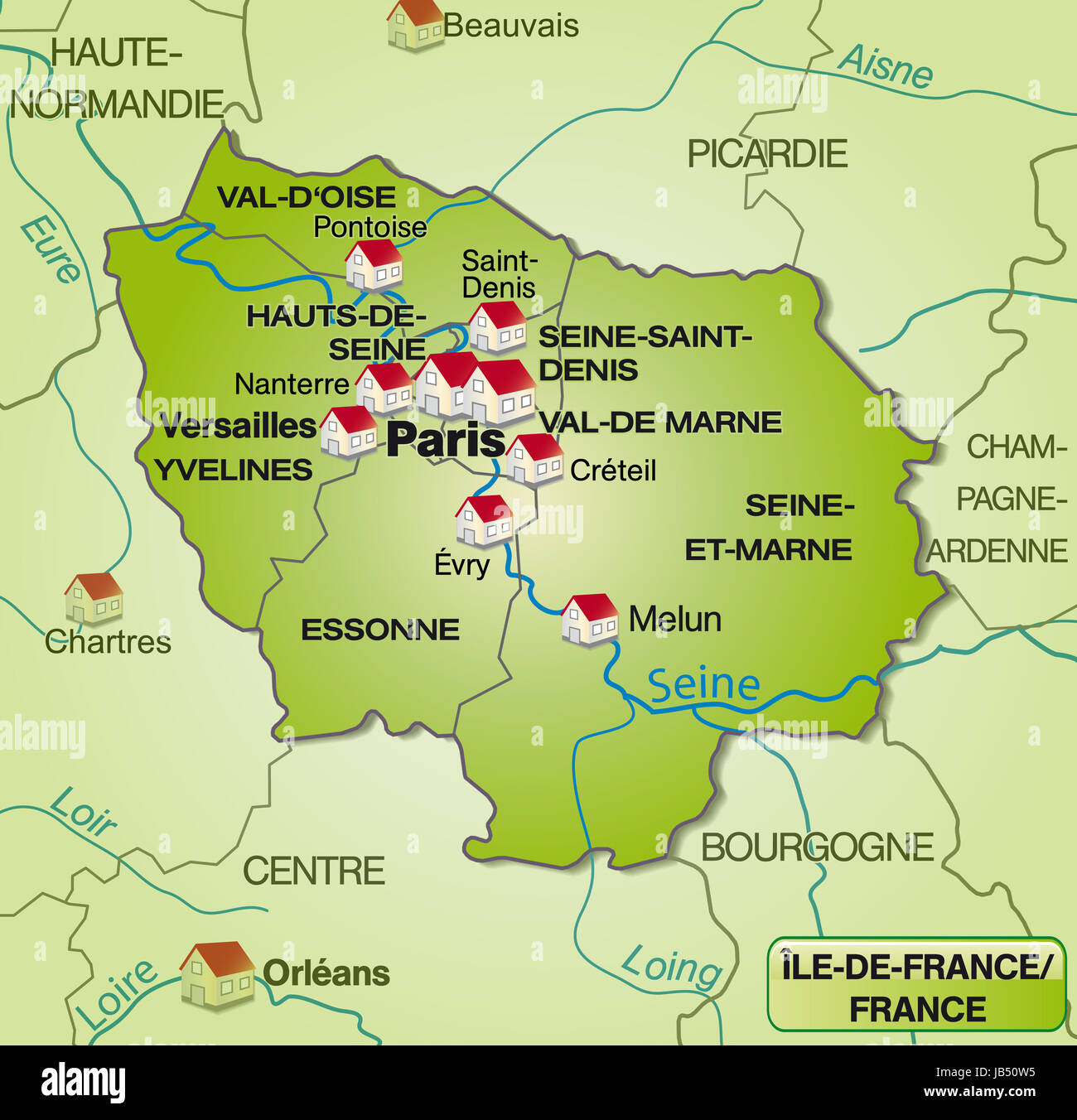 Karte von ile de france Fotos und Bildmaterial in hoher Auflösung Alamy