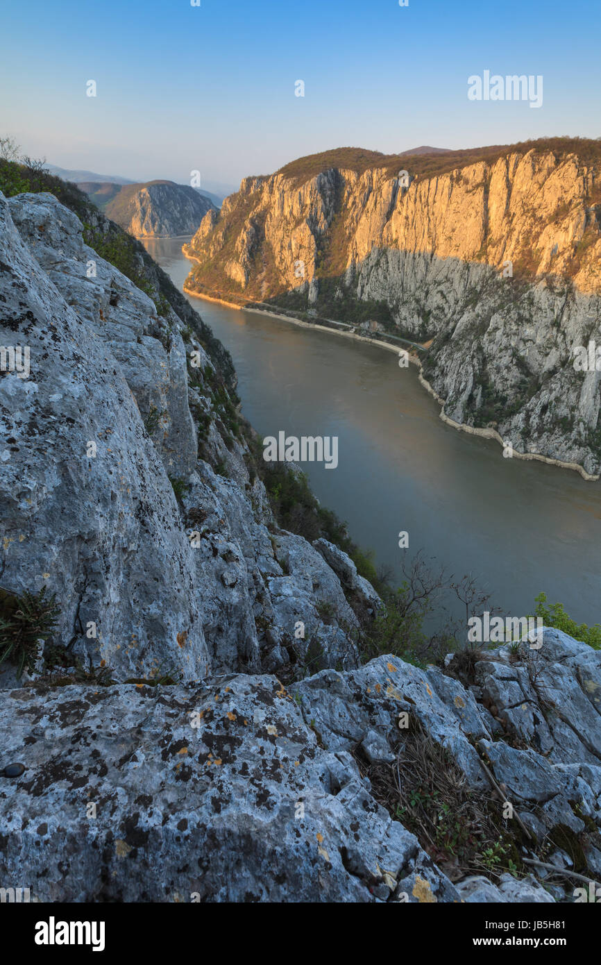 Landschaft in den Danube Schluchten. Cazanele Mari, Rumänien Stockfoto