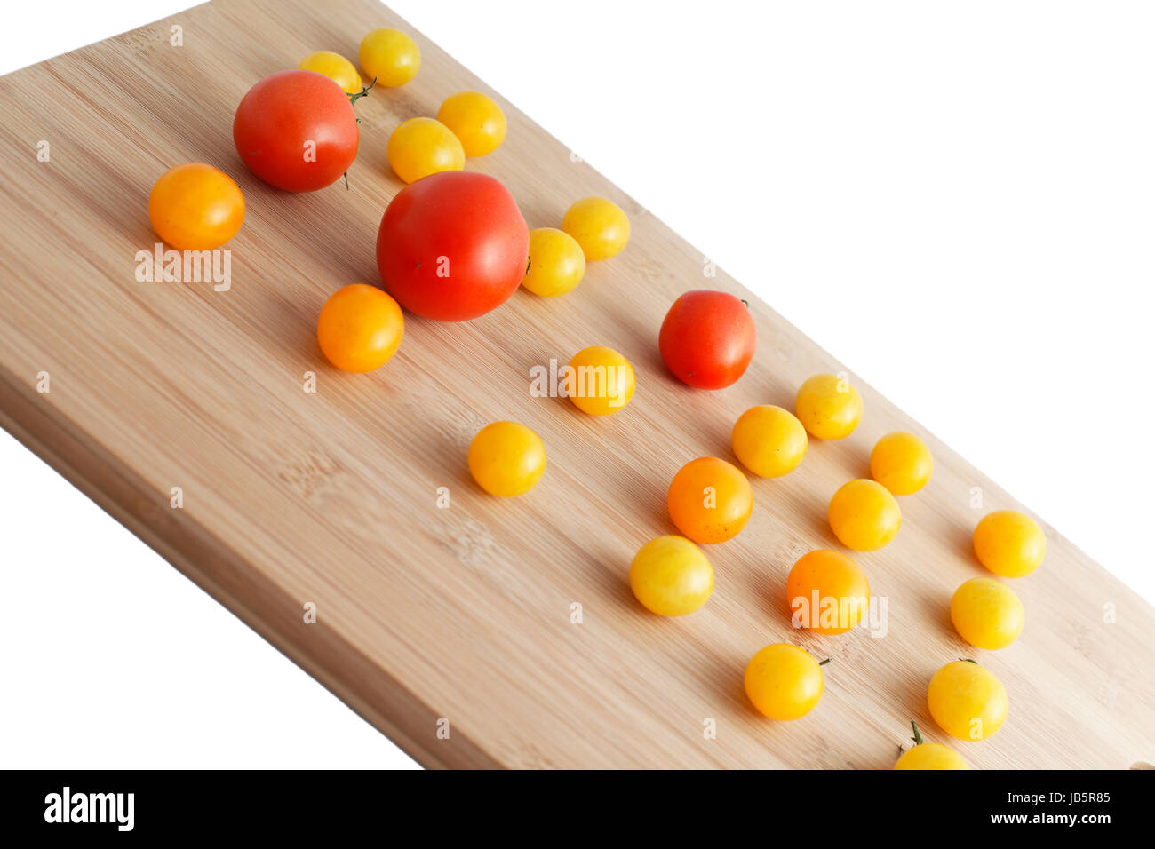 Tomaten auf dem Schneidebrett Stockfoto