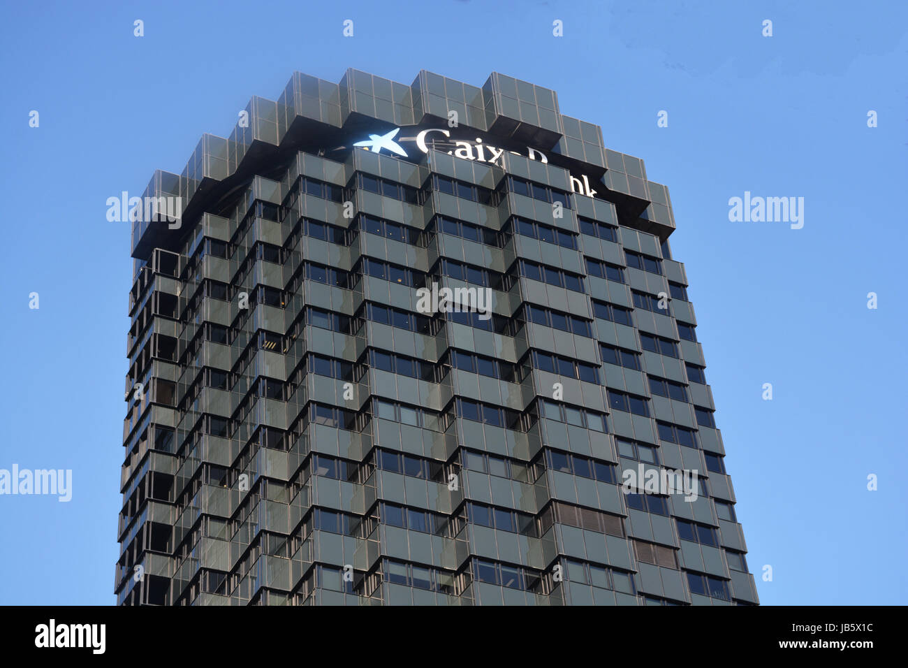 Das zentrale Gebäude der Caixa Bank Barcelonna Spanien Stockfoto
