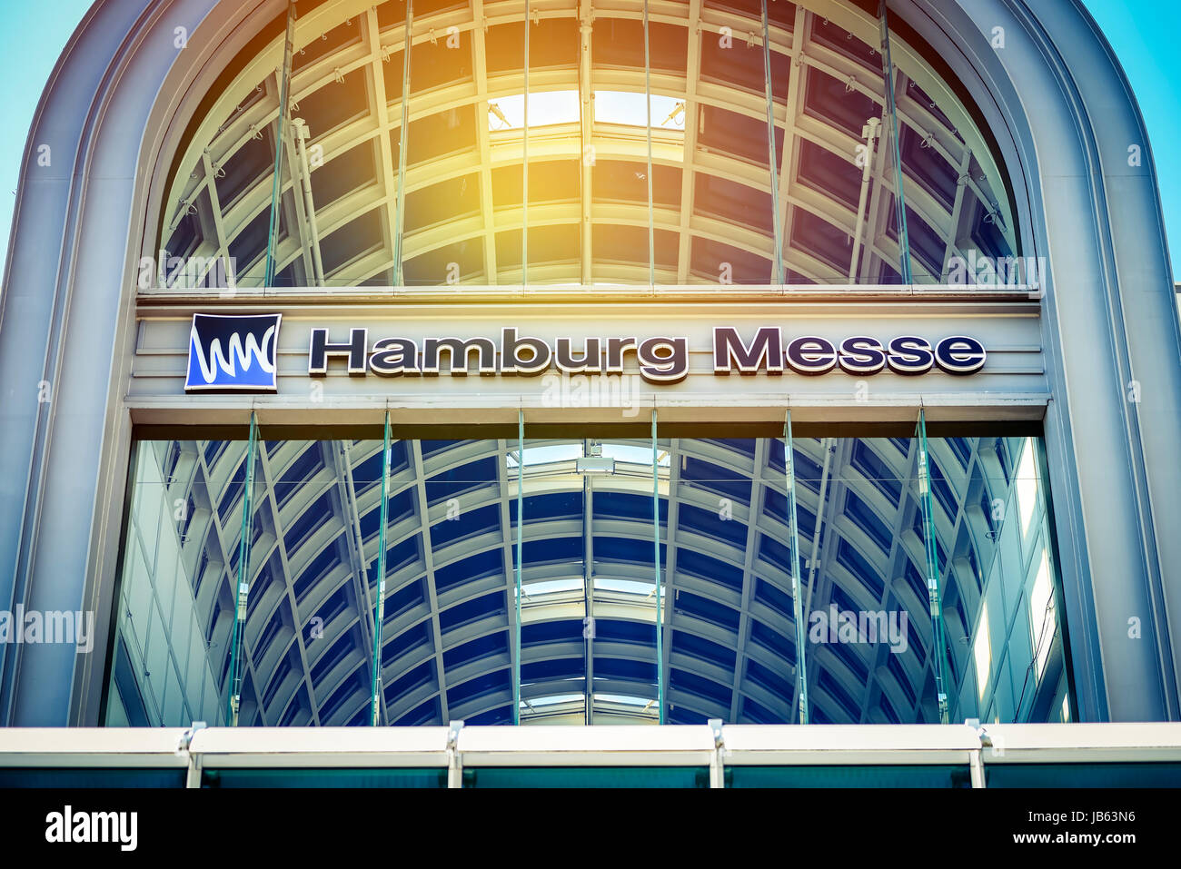 Eingang Ost der Messehallen in Hamburg, Deutschland Stockfoto