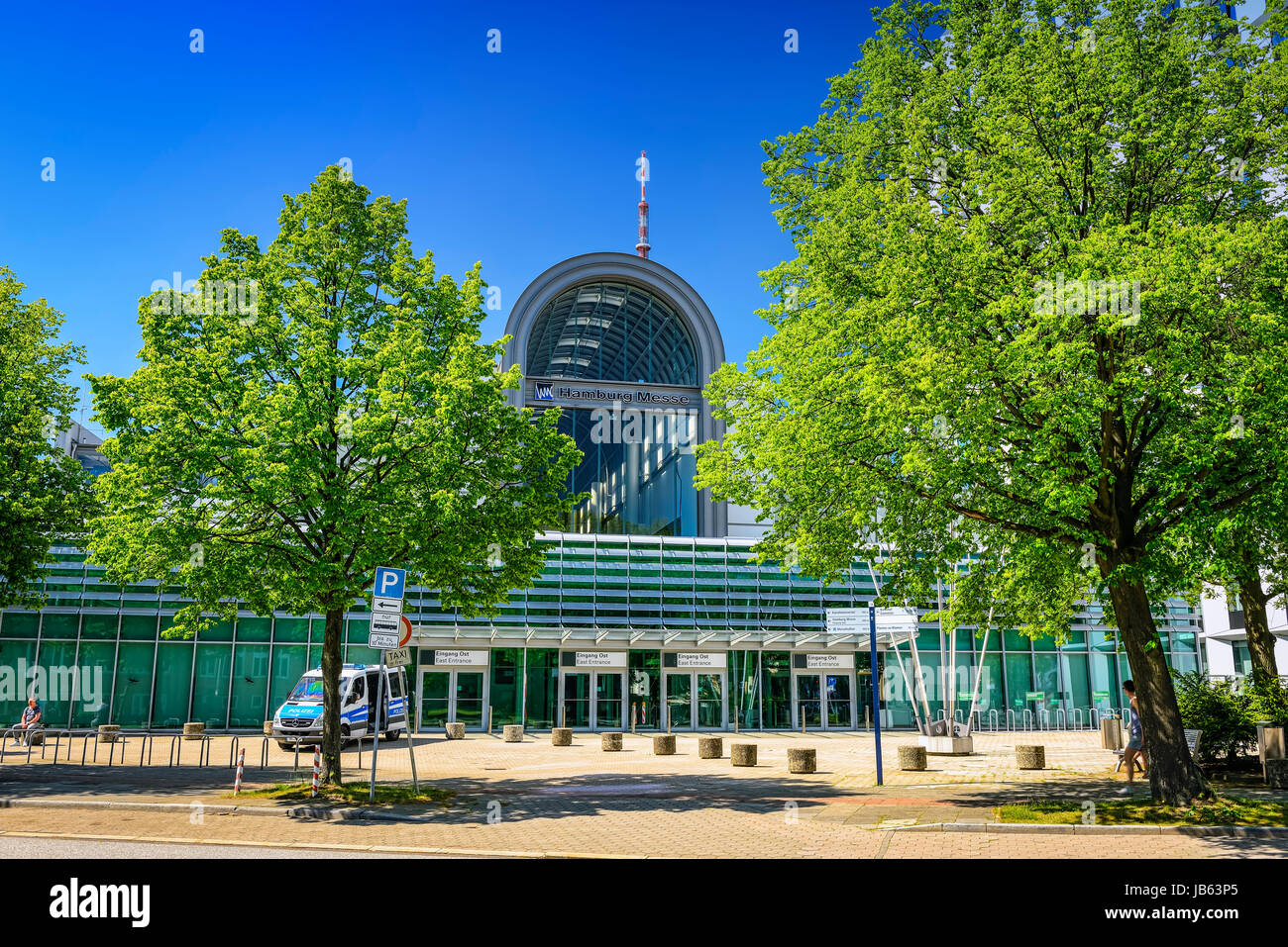 Eingang Ost der Messehallen in Hamburg, Deutschland Stockfoto