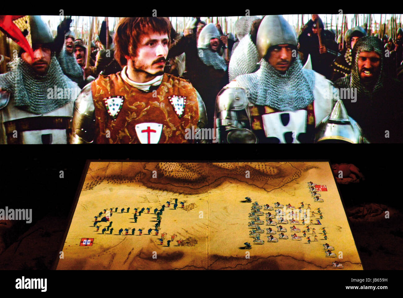 Szene aus einem Film über die historische Schlacht von Aljubarrota in
