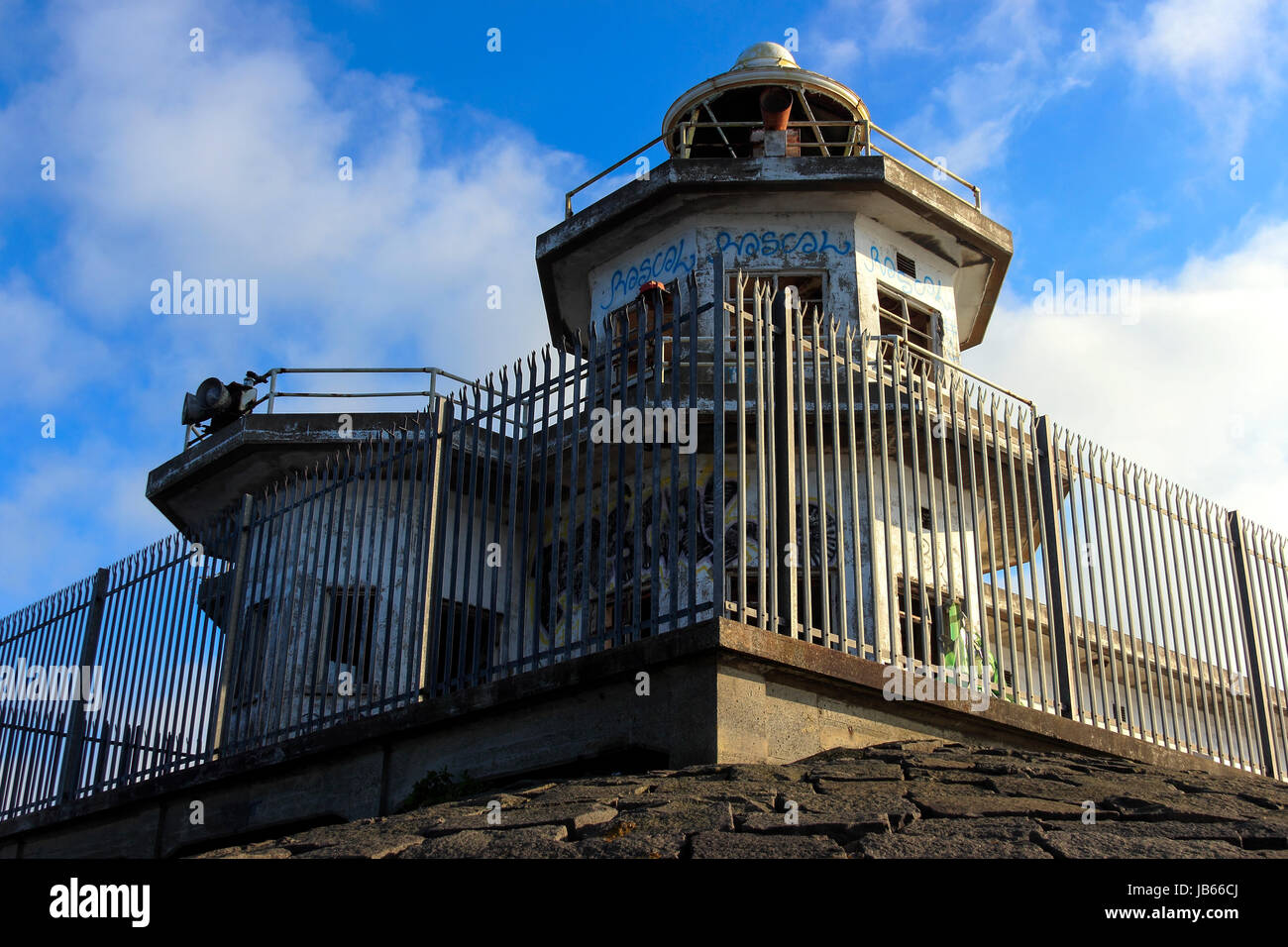 Verlassenen Leuchtturm, Western Harbour, Newhaven, Edinburgh, Schottland, Großbritannien Stockfoto