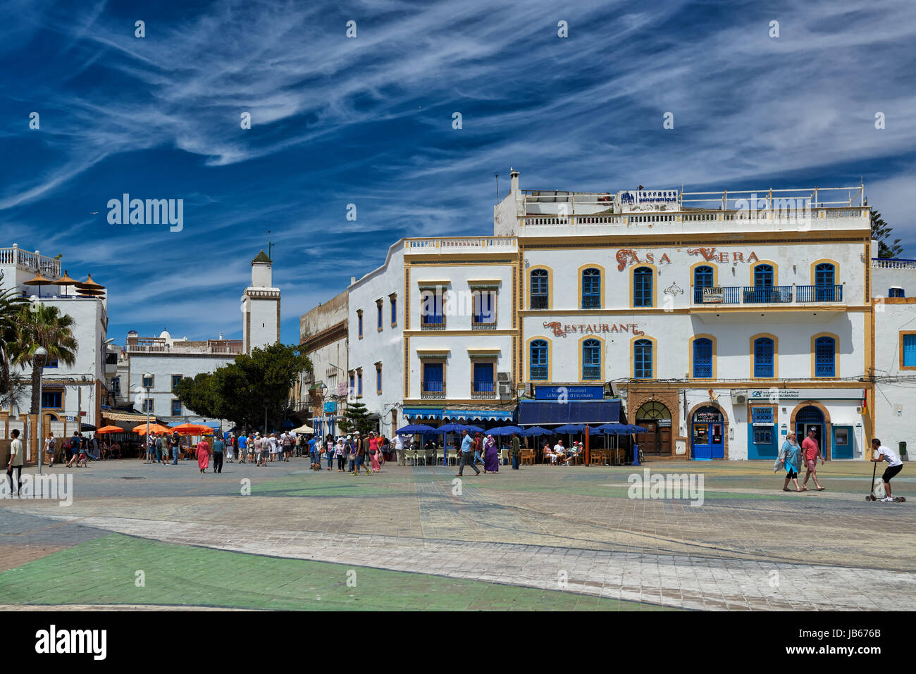 Moulay El Hassan Platz in Medina von Essaouira, UNESCO World Heritage Site, Marokko, Südafrika Stockfoto