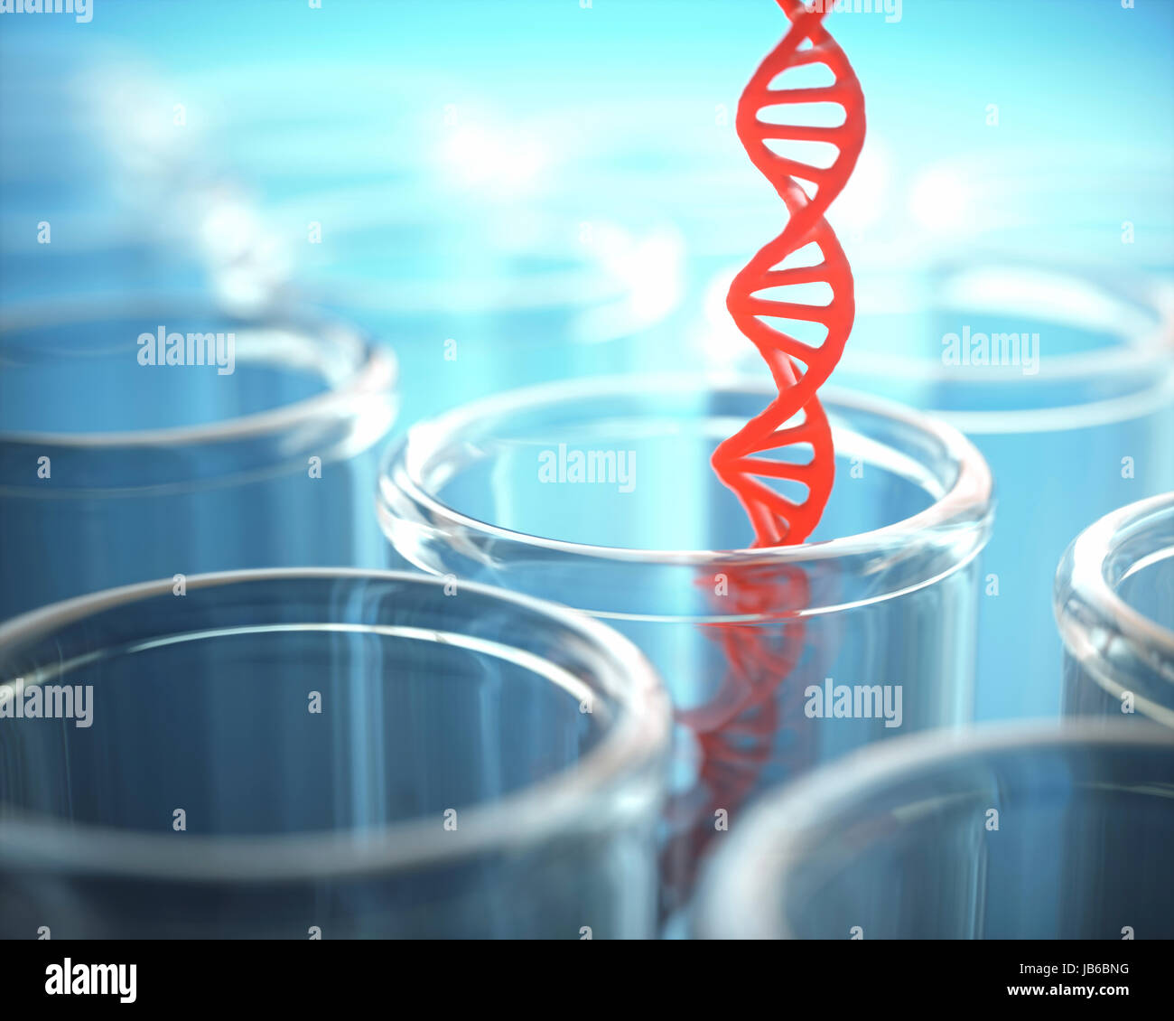 Reagenzgläser mit DNA-Strang, Abbildung. Stockfoto