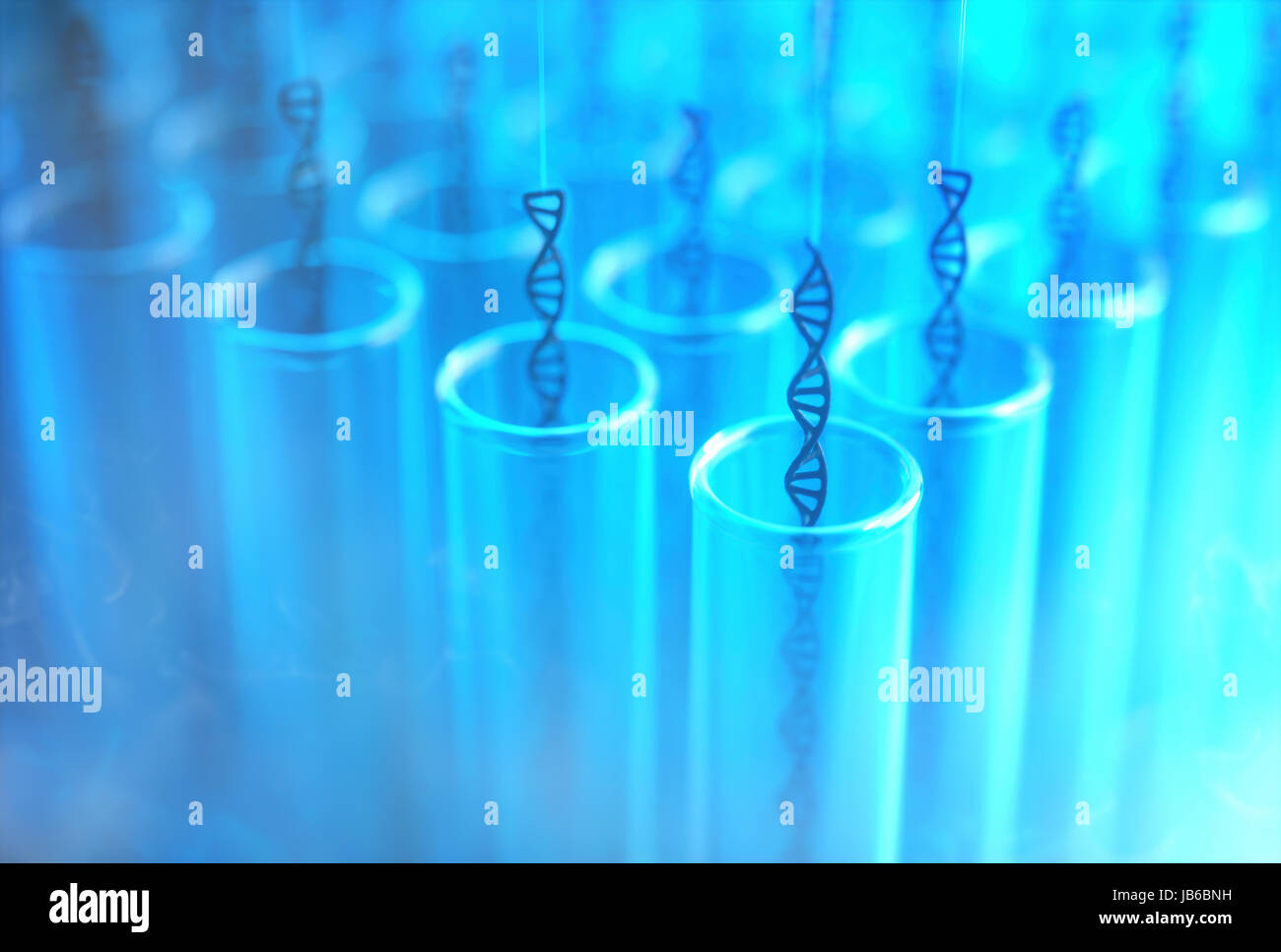 Reagenzgläser mit DNA-Stränge, Abbildung. Stockfoto