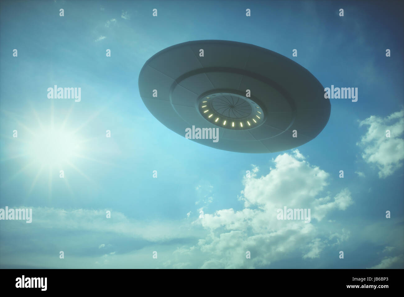 UFO im Himmel, Abbildung. Stockfoto