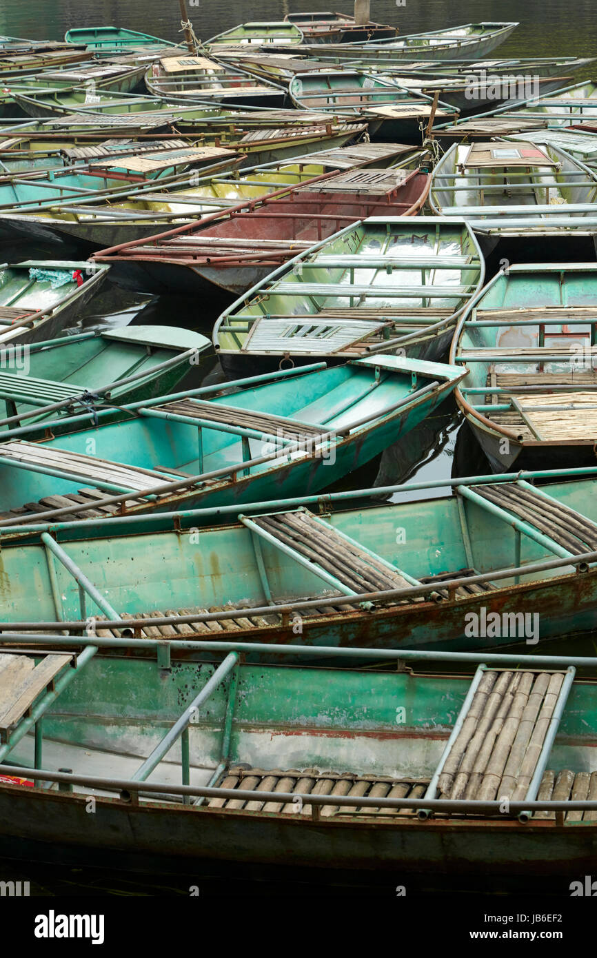 Bootshafen in Ninh Hai für Tam Coc Bootsfahrten, Ninh Binh, Vietnam Stockfoto
