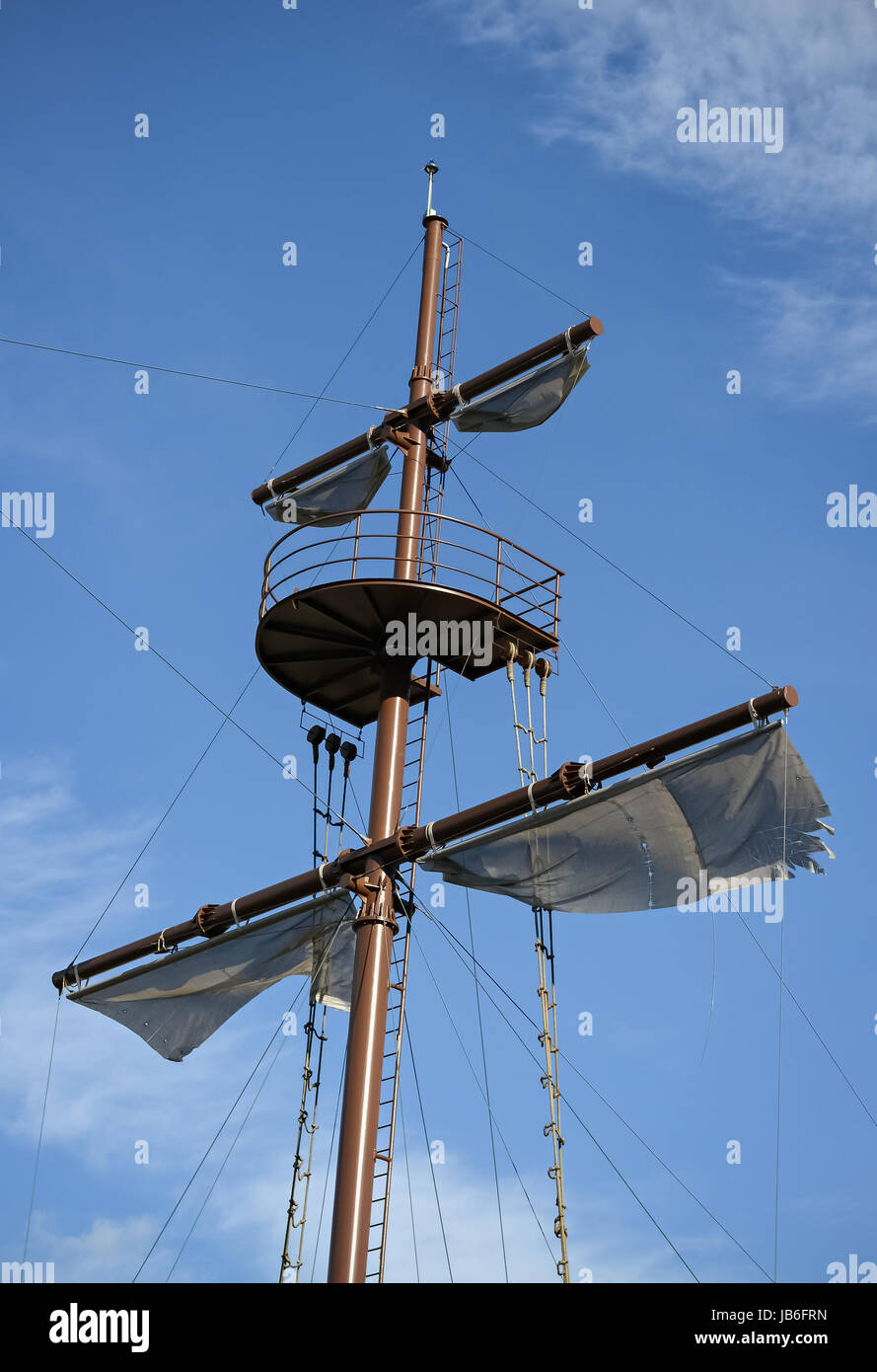 Nahaufnahme von der Mast eines Segelbootes dekorative Pirat Stockfoto