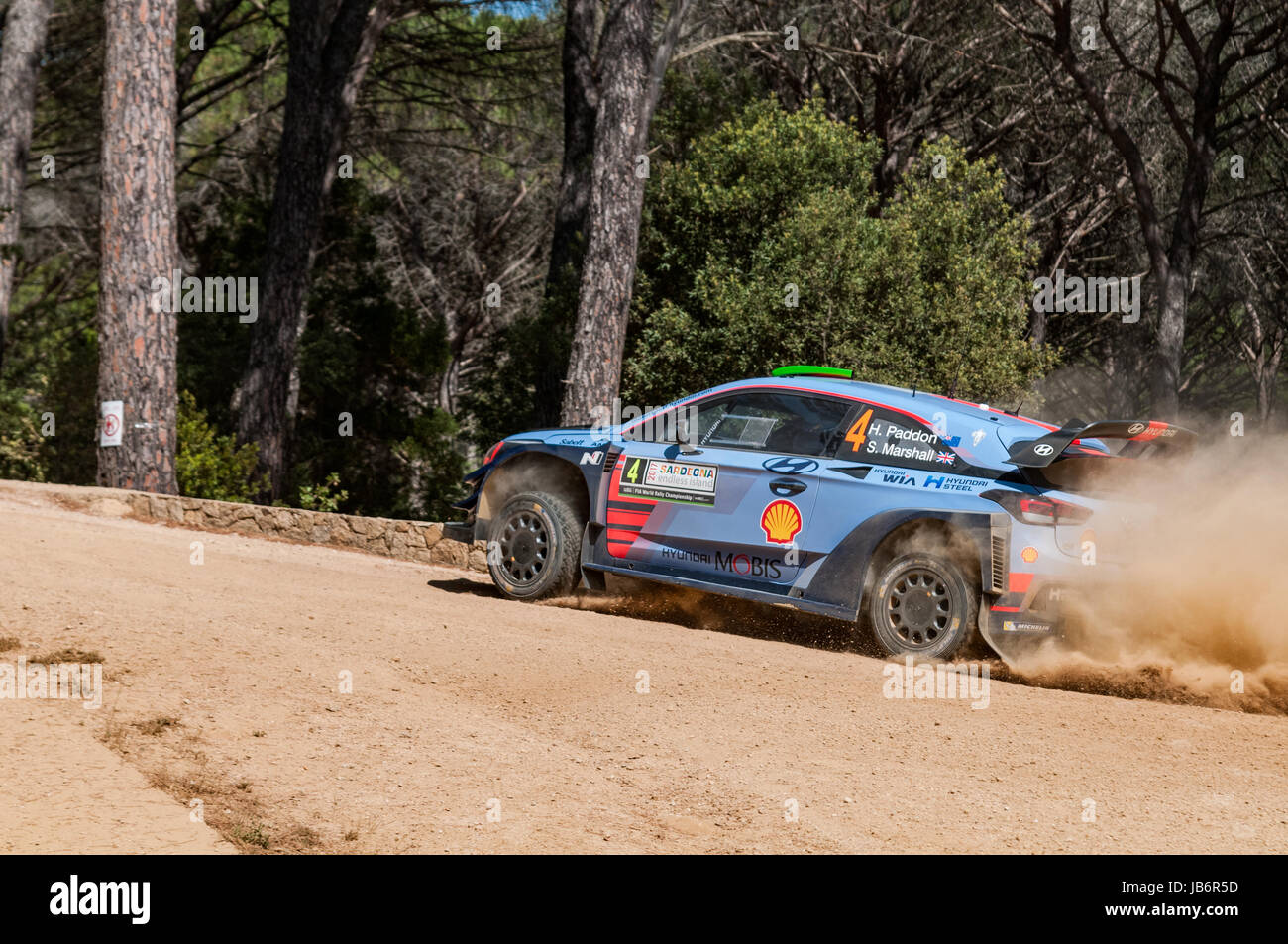 Olbia, Italien. 9. Juni 2017. FIA World Rally Championship - Rallye Italia Sardegna 2017. Wertungsprüfung #7: Monte Olia. Hyundai Motorsport, Fahrer: Paddon/Marshall-Credit: Giacomo Altamira/Alamy Live-Nachrichten Stockfoto