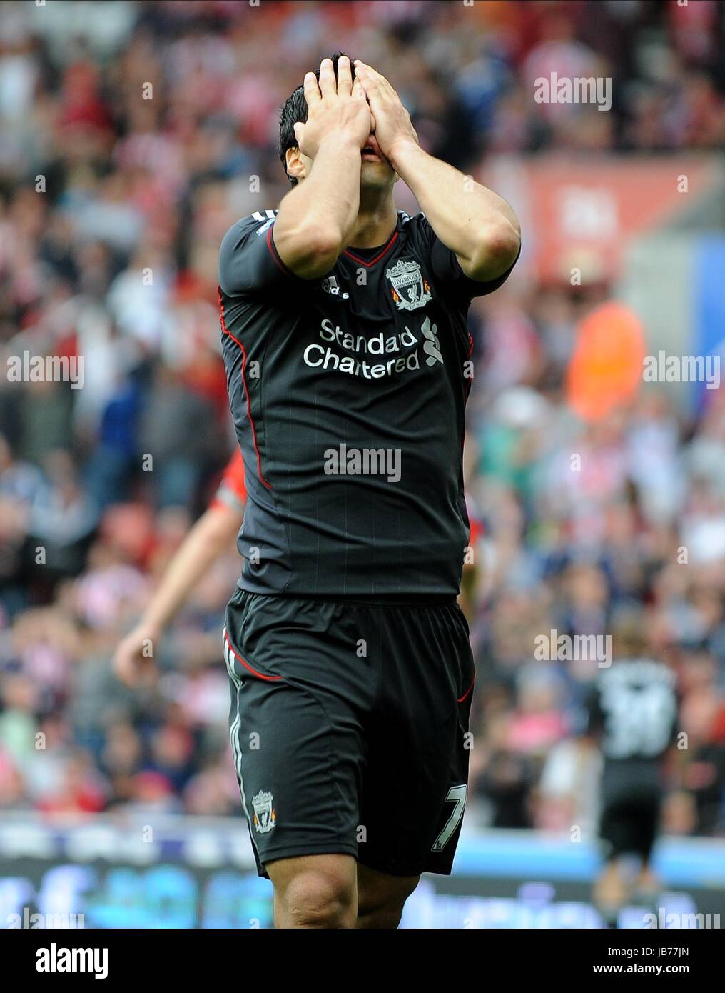 LUIS SUAREZ nach MISS STOKE CITY V LIVERPOOL FC BRITANNIA STADIUM STOKE ENGLAND 10. September 2011 Stockfoto