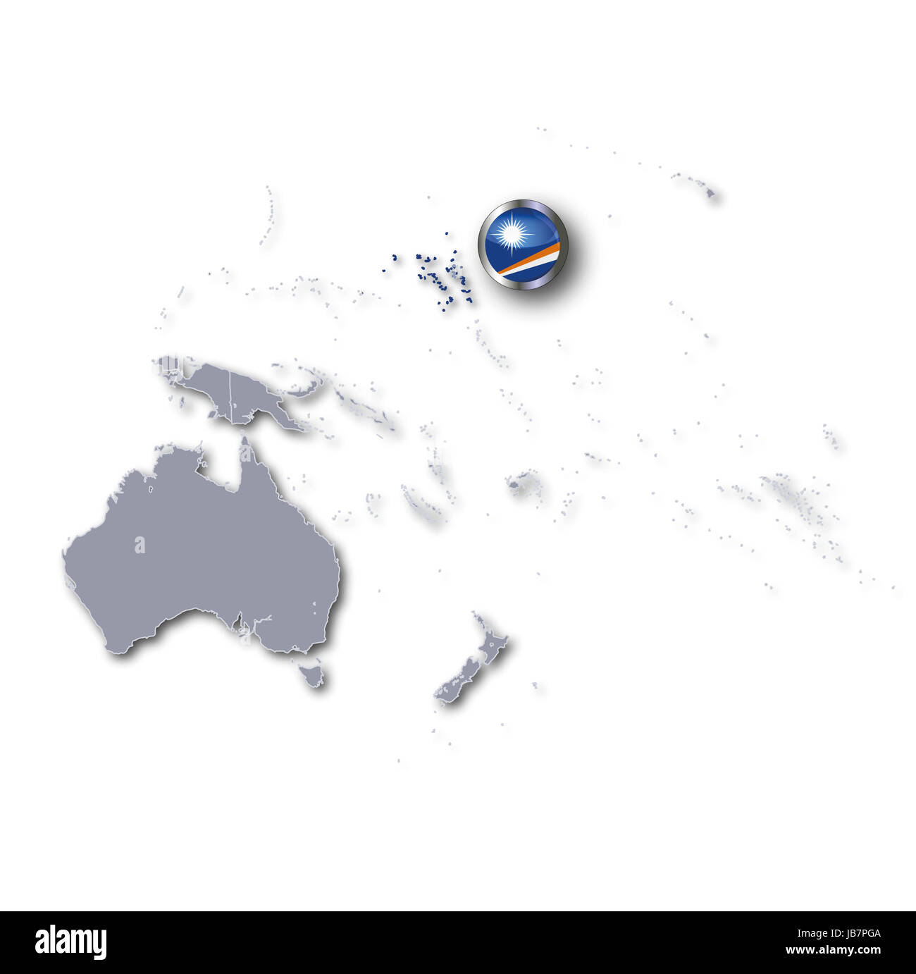 Pazifik Karte mit den Marshall Inseln Stockfoto