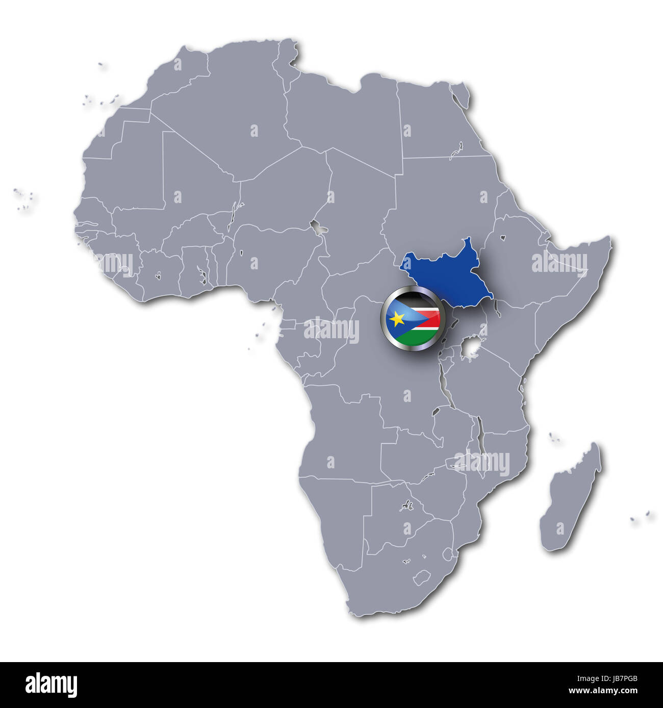 Afrika Karte des Südsudan Stockfoto