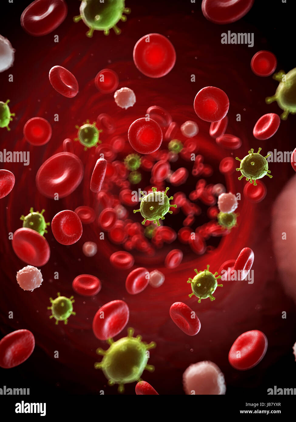 3D gerenderte Darstellung eines Virus infizieren das Blut Stockfoto