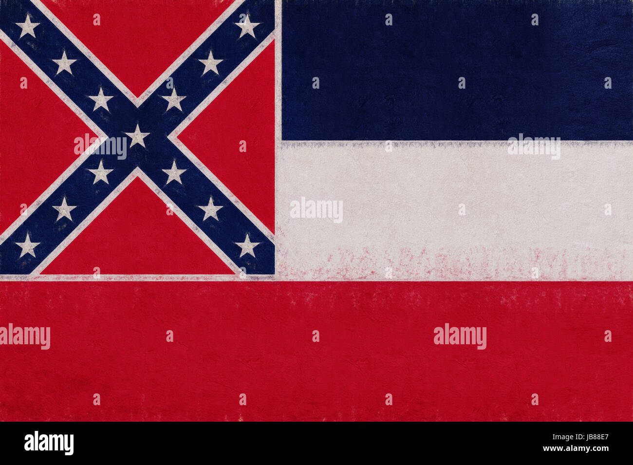Abbildung der Flagge des Staates Mississippi in den USA mit einem Grunge-Look. Stockfoto