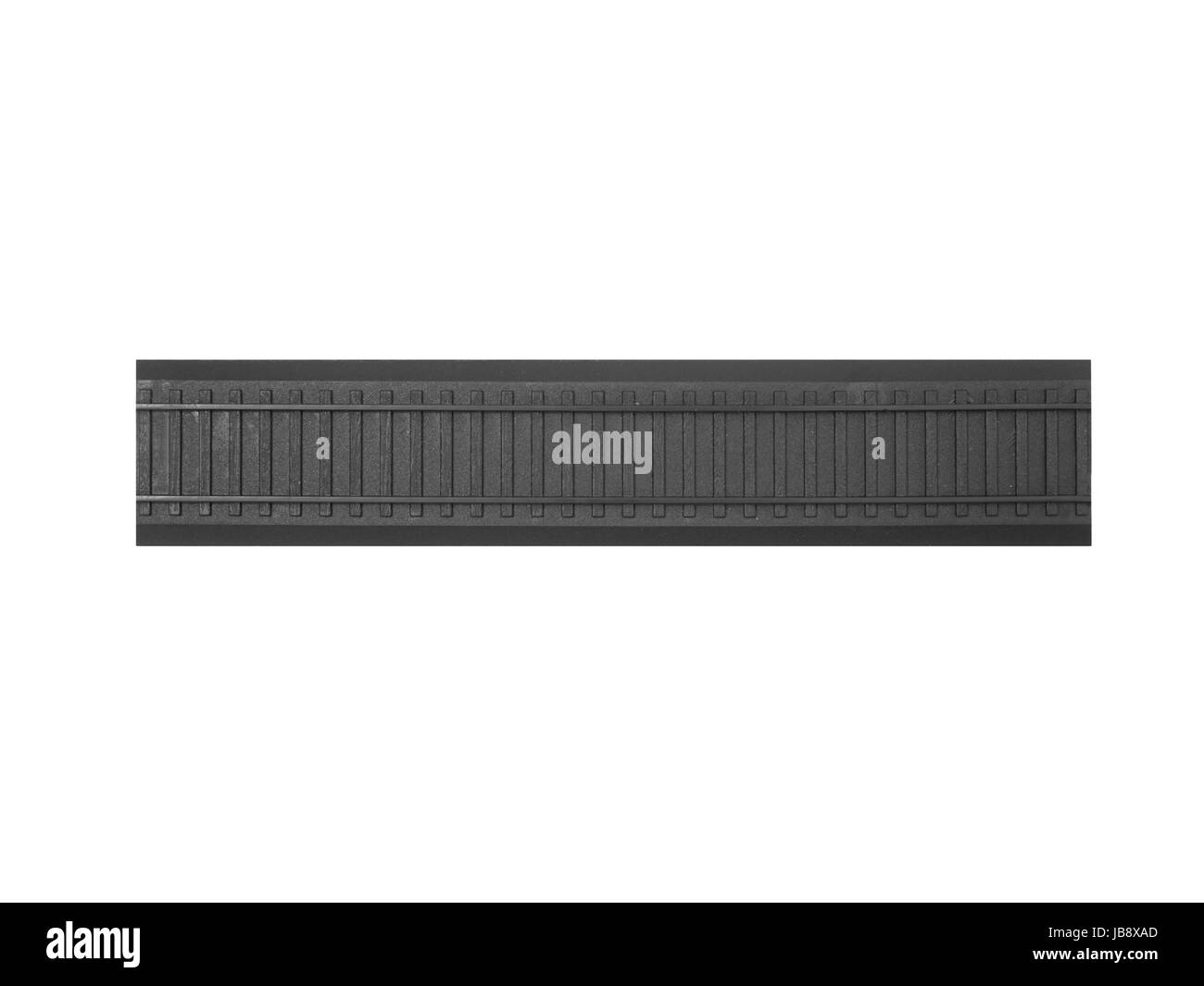 Ein Spielzeug-Bahnstrecke vor einem weißen Hintergrund isoliert Stockfoto