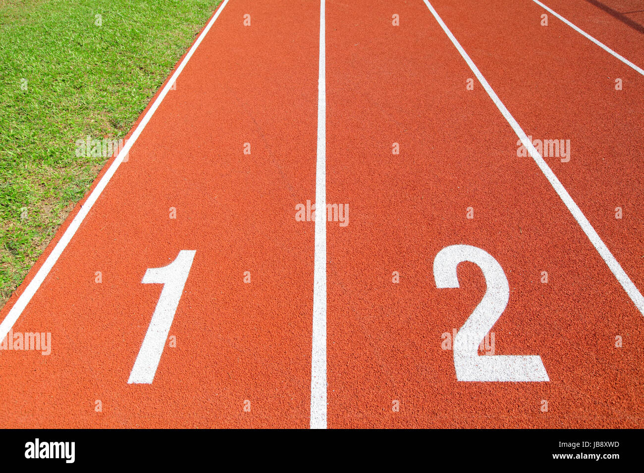 Laufstrecke in rot Stockfoto