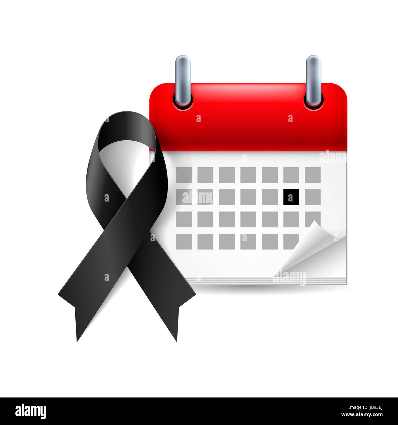 Memorial Day-Symbol: schwarze Band und Kalender mit markierten Tag Stockfoto