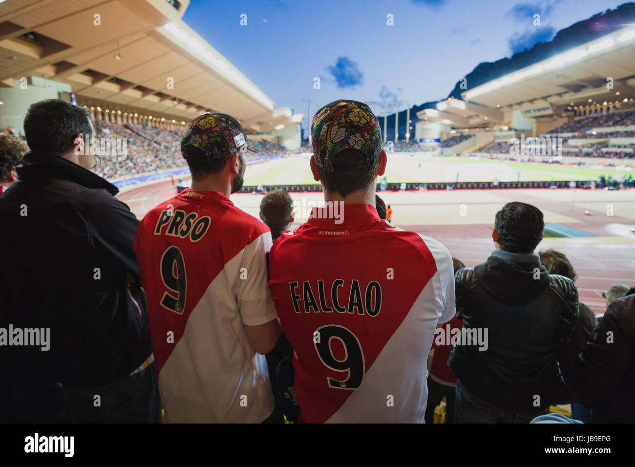 Unterstützer in den Fußball-Stadion von Monaco, Frankreich Stockfoto