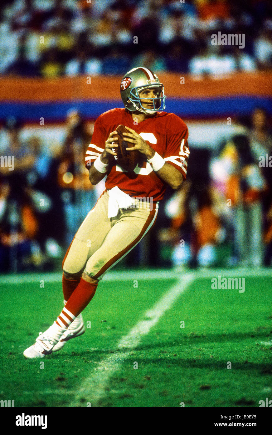 Quarterback Joe Montana San Francisco 49ers in der 1989 Super Bowl Stockfoto