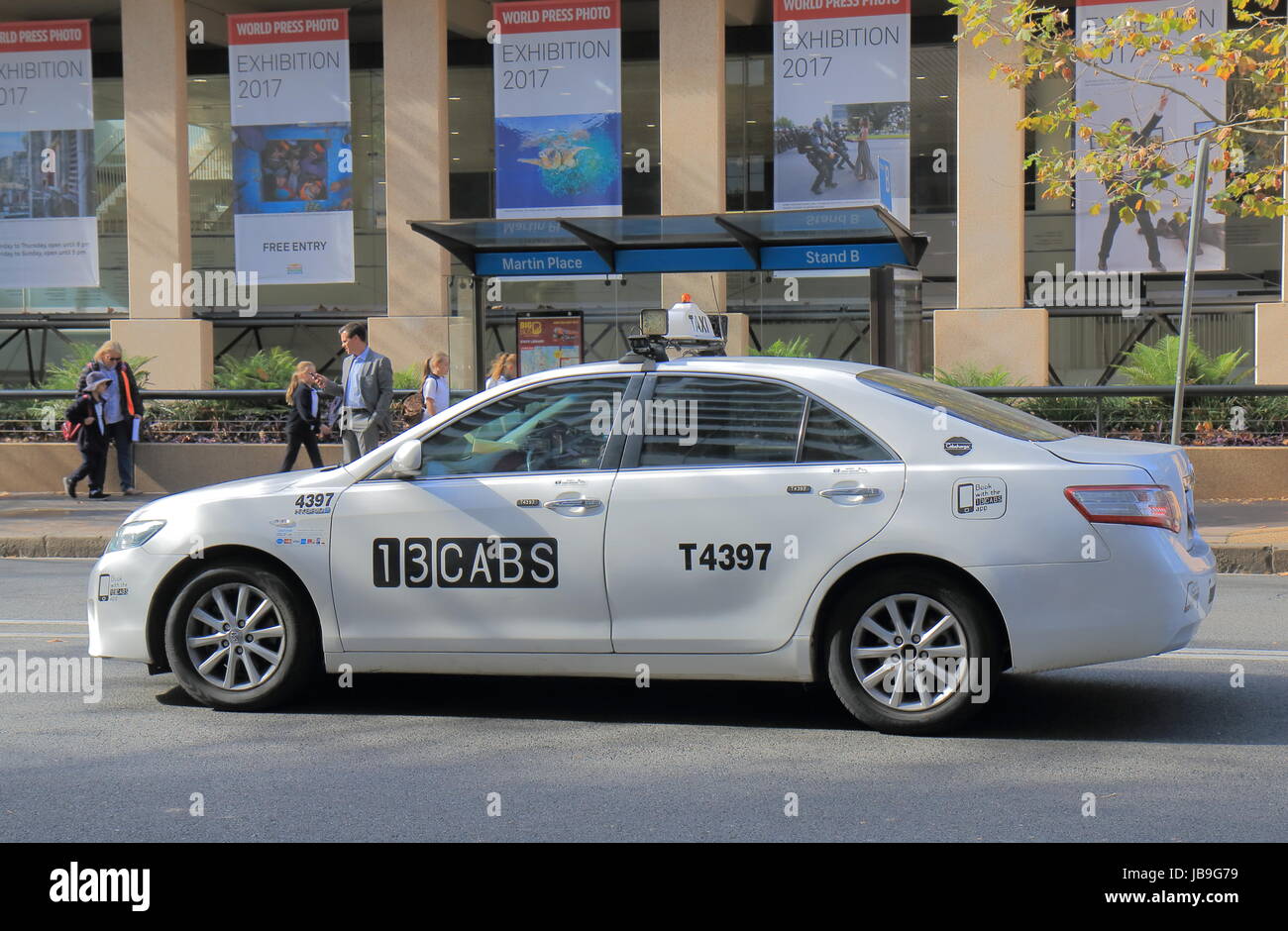 Taxi warten auf Fahrgäste in der Innenstadt von Sydney Australia Stockfoto