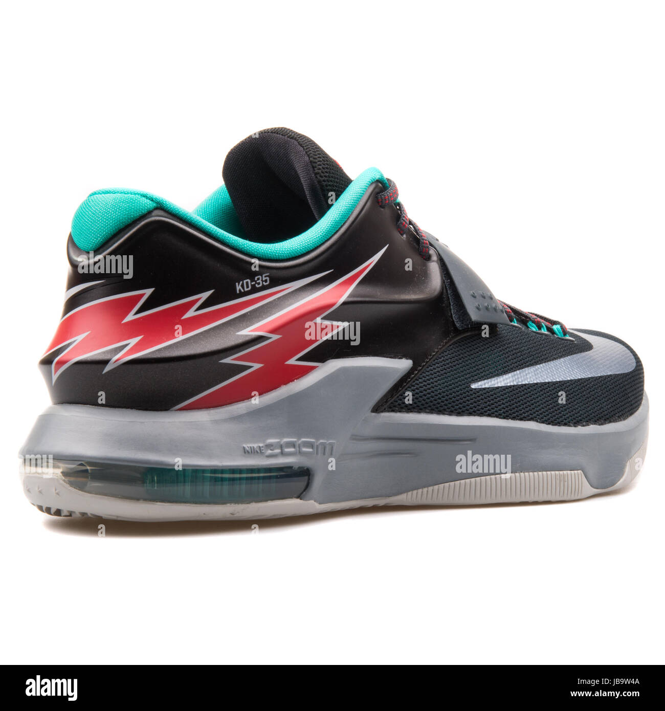 Nike KD VII schwarz, grau, grün und rot Herren Basketball-Schuhe - 653996-005 Stockfoto