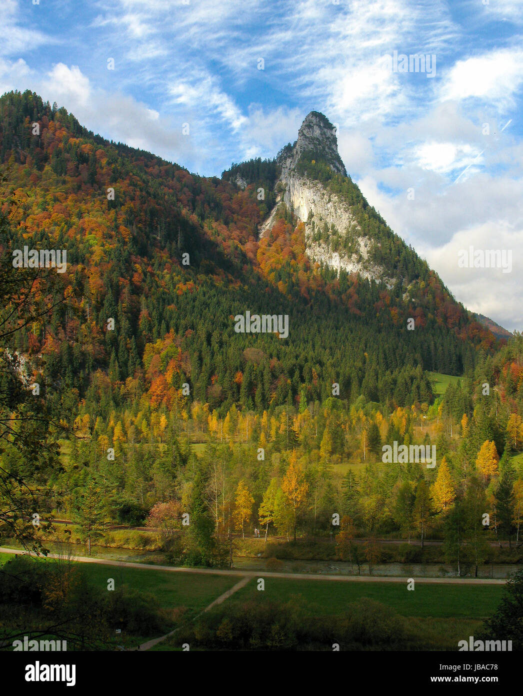 Blick Auf Kofel, Ammergauer Alpen, Oberbayern, Deutschland Stockfoto