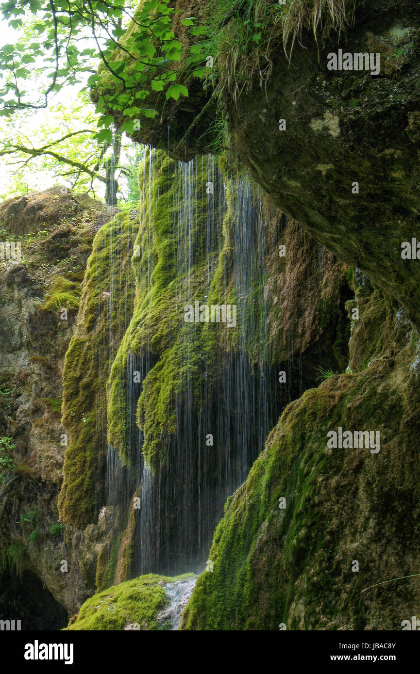 Blick Auf Schleierfälle, Ammergauer Alpen, Oberbayern, Deutschland Stockfoto