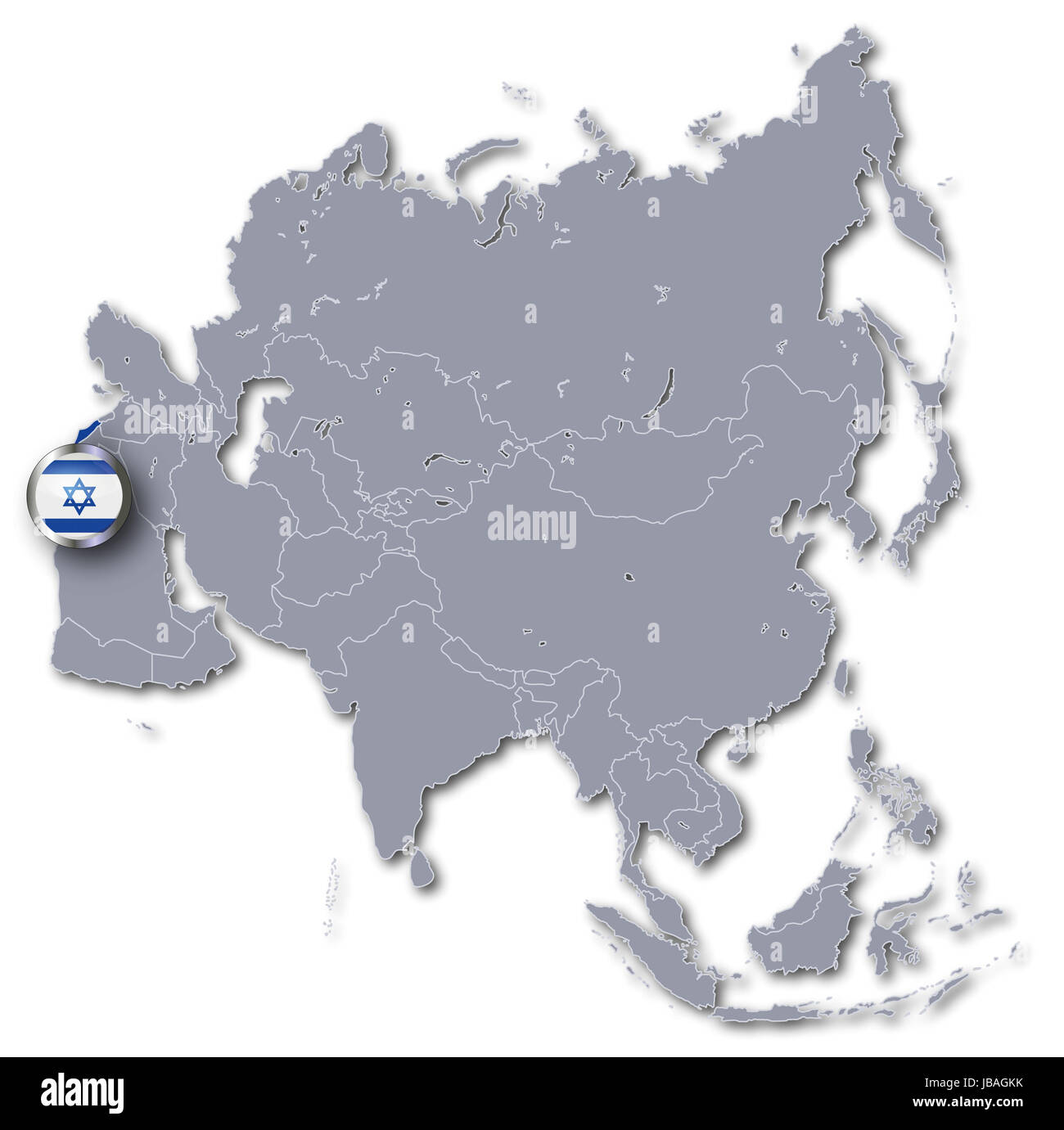 Asien Karte mit Israel Stockfoto