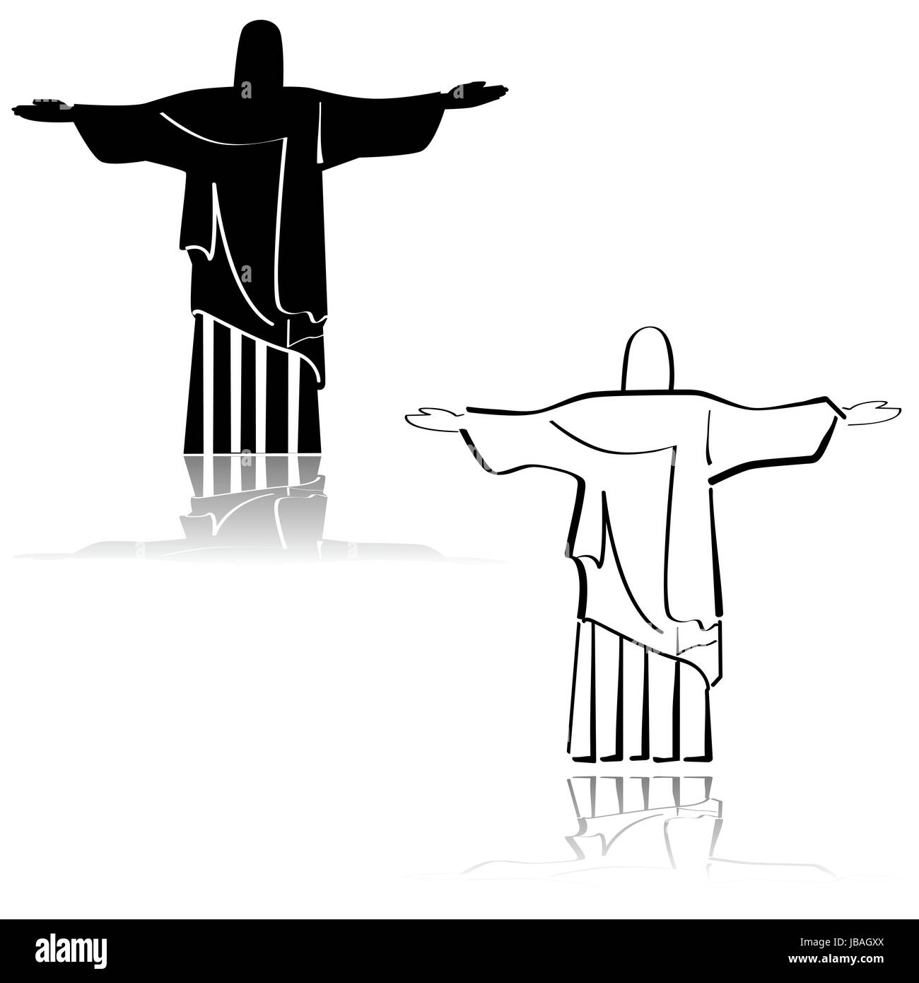 Konzept-Darstellung, die ein Symbol mit der berühmten Christus der Erlöser-Statue von Rio De Janeiro, Brasilien Stockfoto