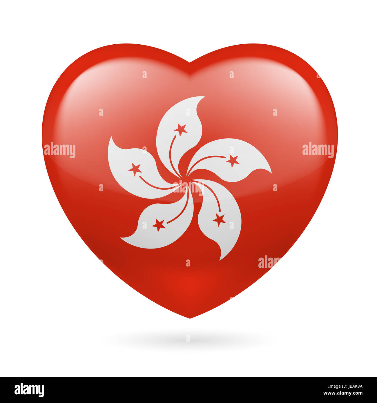 Ich liebe Hongkong. Herz mit Fahne Farben Stockfoto