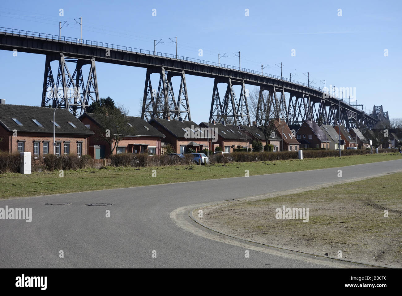 Häuser Brücke Stockfoto