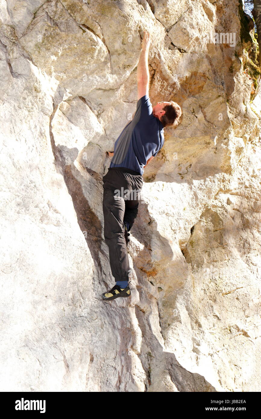 Bouldern Stockfoto