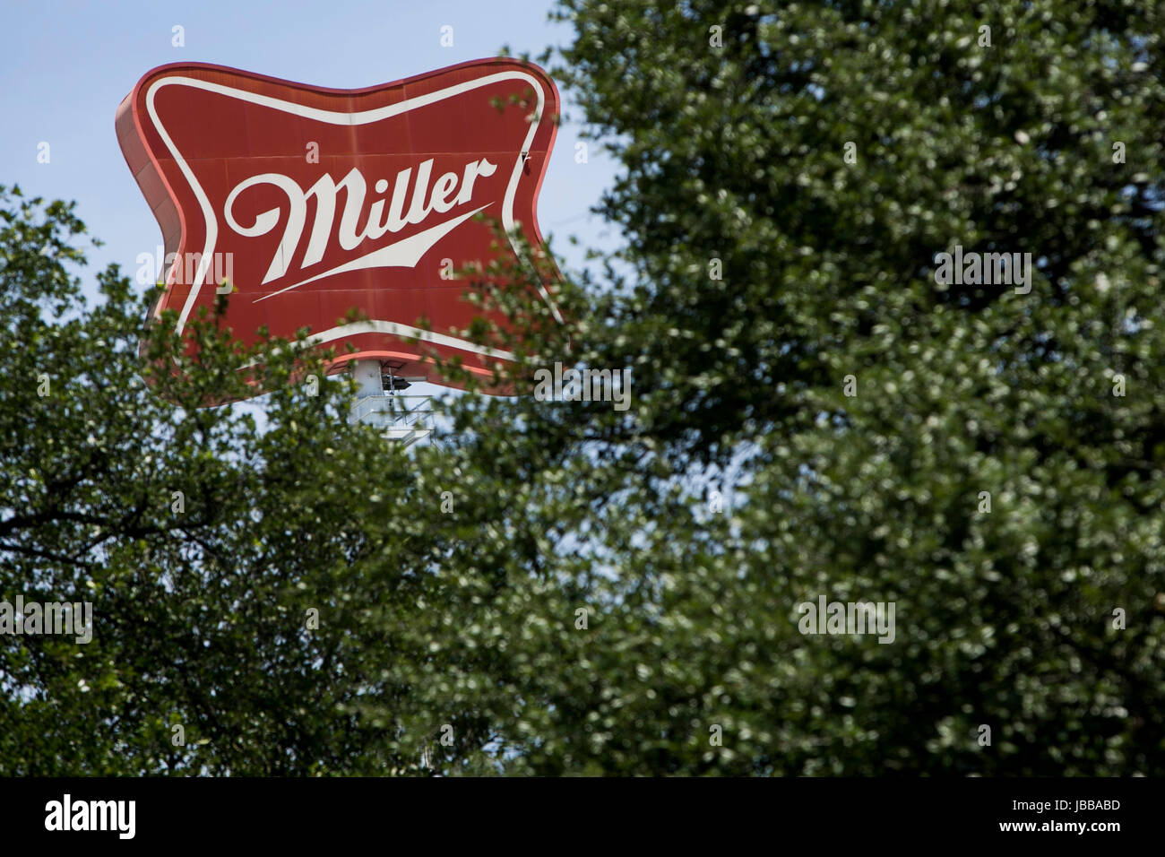 Ein Logo Zeichen außerhalb einer Brauerei Miller Brewing Company in Fort Worth, Texas, am 29. Mai 2017. Stockfoto