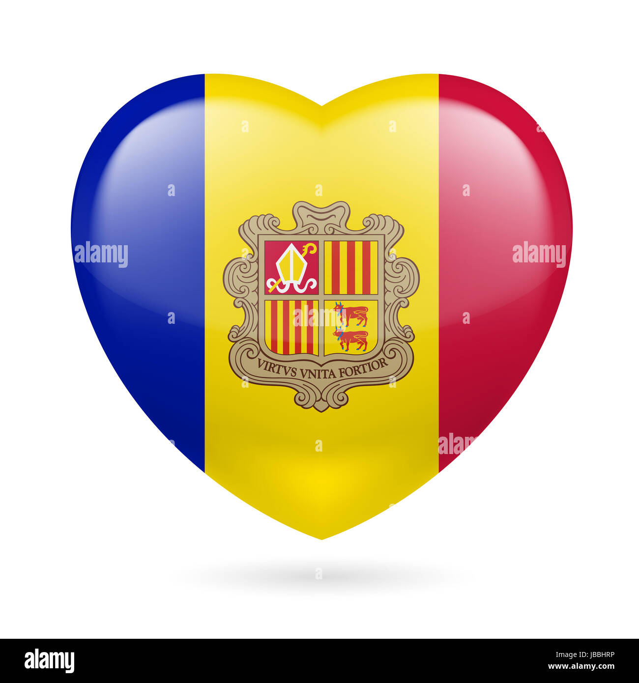 Herz mit andorranischen Flagge Farben. Ich liebe Andorra Stockfoto