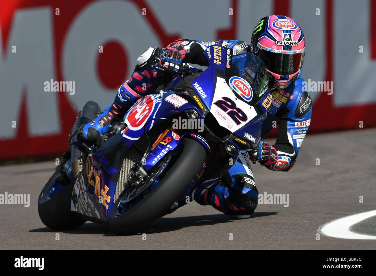 San Marino Italien - Mai 12: Alex Lowes GBR Yamaha YZF R1 Pata Yamaha Offizielle SBK Rizla, in Aktion während der Superbike Qualifying am Mai Stockfoto