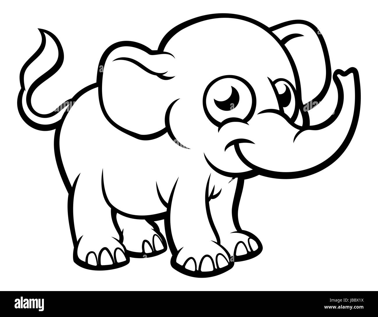 Ein Elefant cartoon Charakter Umriss Färbung Abbildung Stockfoto