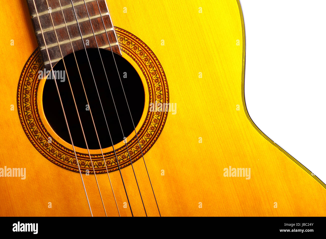 Farbdetails eine schöne klassische Gitarre Stockfoto