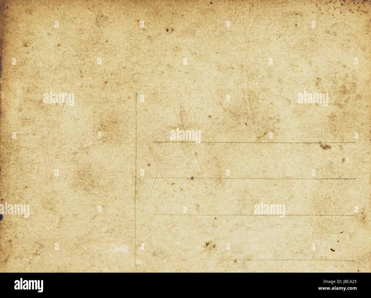 Leere Rückseite eine antike Postkarte. Stockfoto