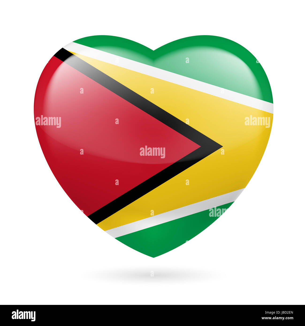 Herz mit Guyana Flagge Farben. Ich liebe Guyana Stockfoto