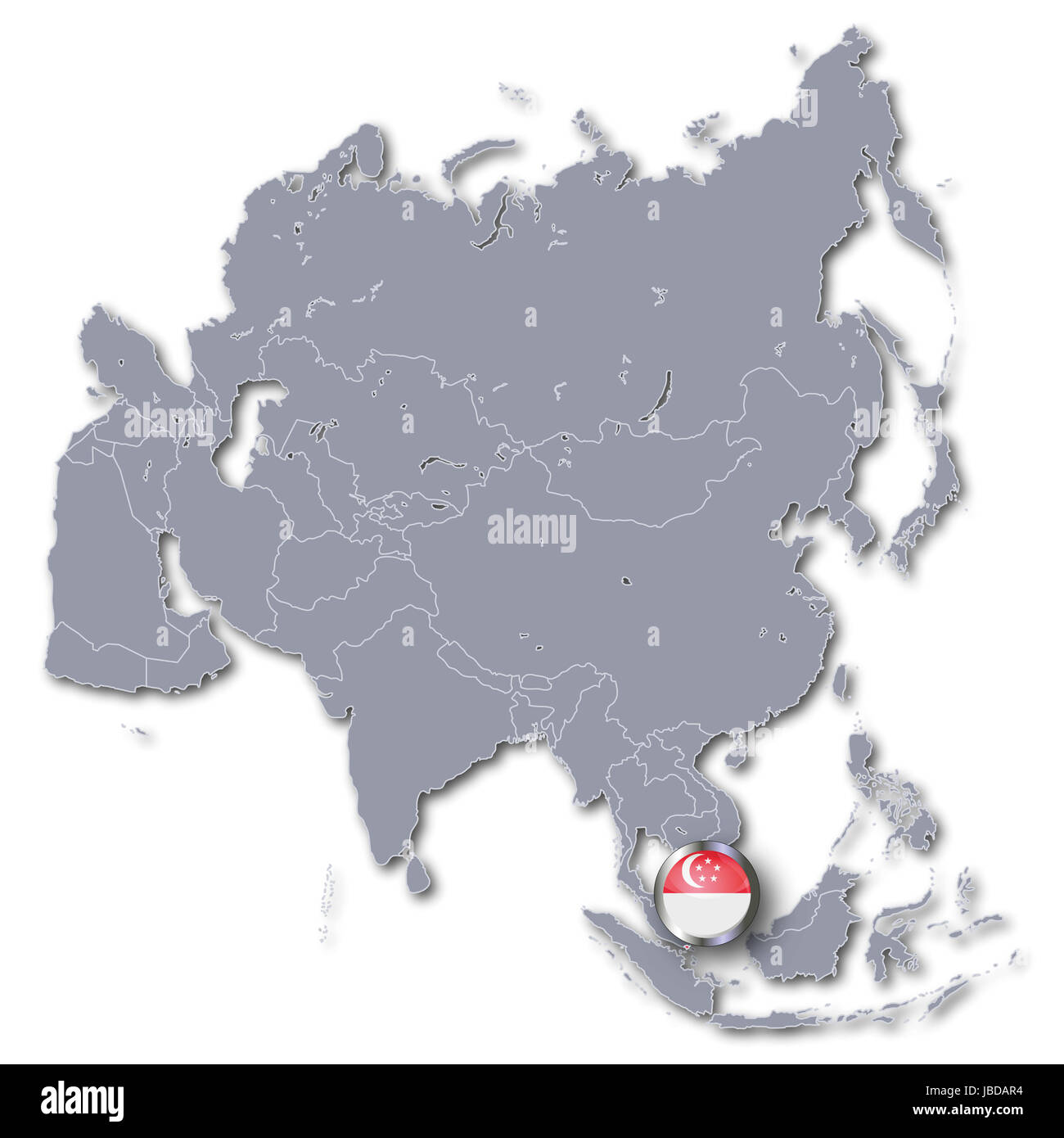 Asien Karte mit Singapur Stockfoto